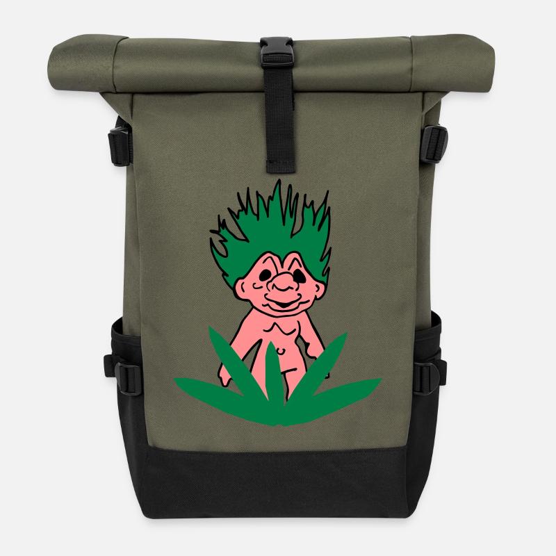 Troll Dich raus! - Rolltop Rucksack - Olive/Schwarz