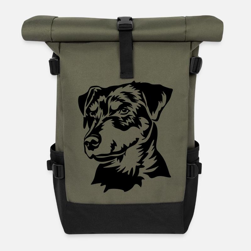 Tête de Jagdterrier allemand - Sac à dos roll top - olive/noir