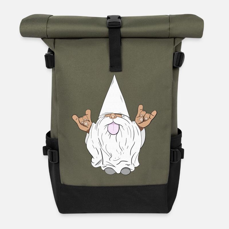 Gnome Rock - Roll Top Backpack - olive/black