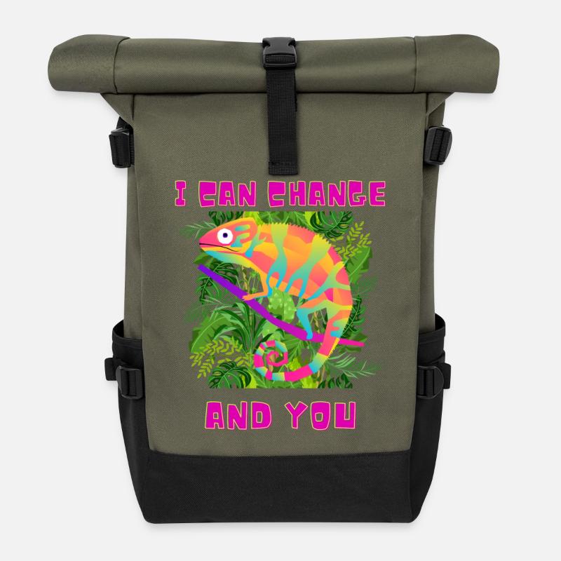 Funny Chameleon ;) - Roll Top Backpack - olive/black