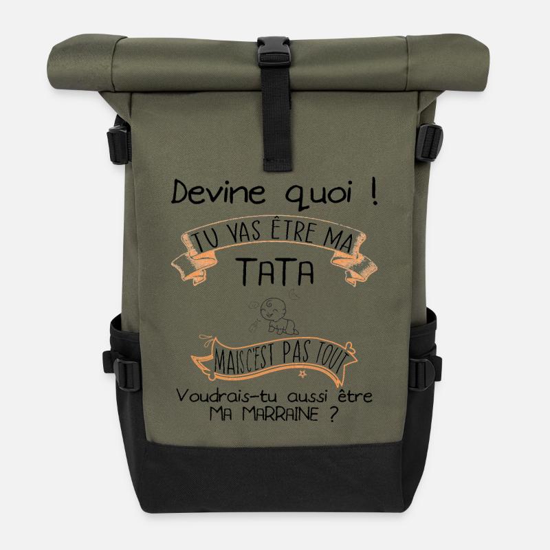 Devine quoi ! Tata voudrais-tu être ma marraine ? - Sac à dos roll top - olive/noir