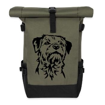 Tête de Border Terrier - Sac à dos roll top - olive/noir - Devant