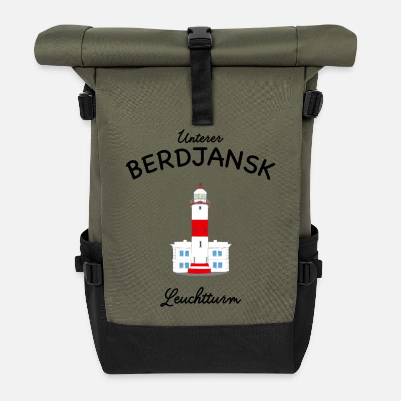 Asowsches Meer, Unterer Berdjansk Leuchtturm, UKR - Rolltop Rucksack - Olive/Schwarz