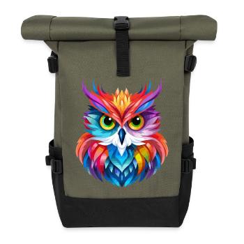 Conception de hibou - Sac à dos roll top - olive/noir - Devant