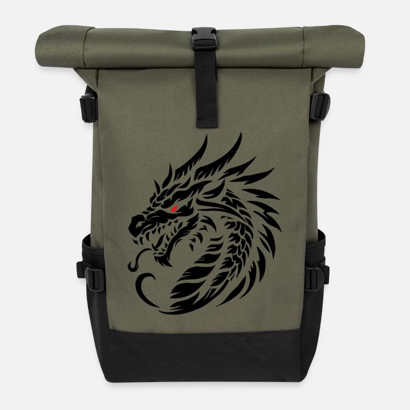 Dragonemblem black - Rolltop Rucksack - Olive/Schwarz