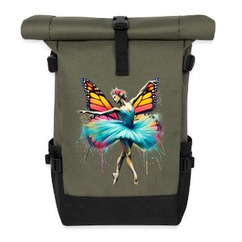 Ballerina with butterfly wings butterflies tutu - Roll Top Backpack - olive/black - Front