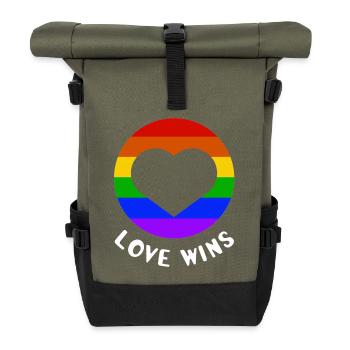 Love wins - Roll Top Backpack - olive/black - Front