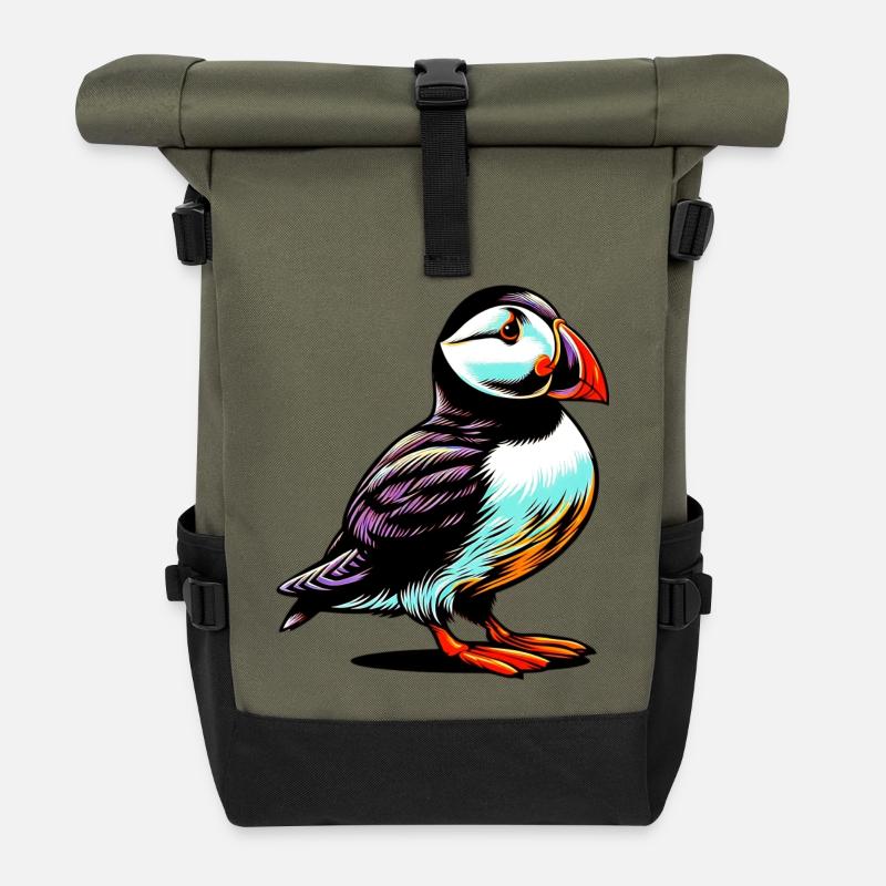Papageitaucher - Rolltop Rucksack - Olive/Schwarz
