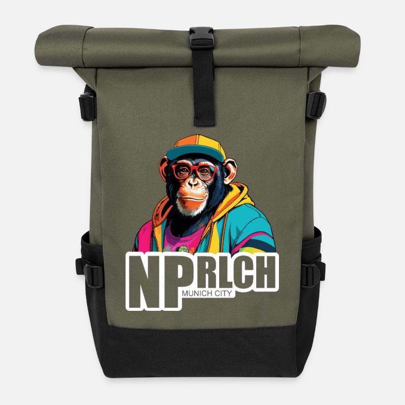 München Neuperlach - ganz gechilled anders! - Rolltop Rucksack - Olive/Schwarz