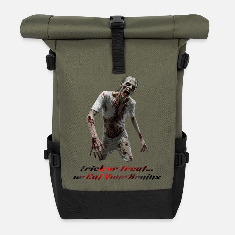 Terrifying Zombie Walker – Halloween Horror Design - Roll Top Backpack - olive/black