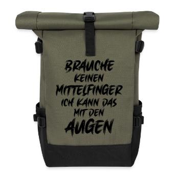 Humoristischer Spruch für Kaffeeliebhaber  - Rolltop Rucksack - Olive/Schwarz - Vorne