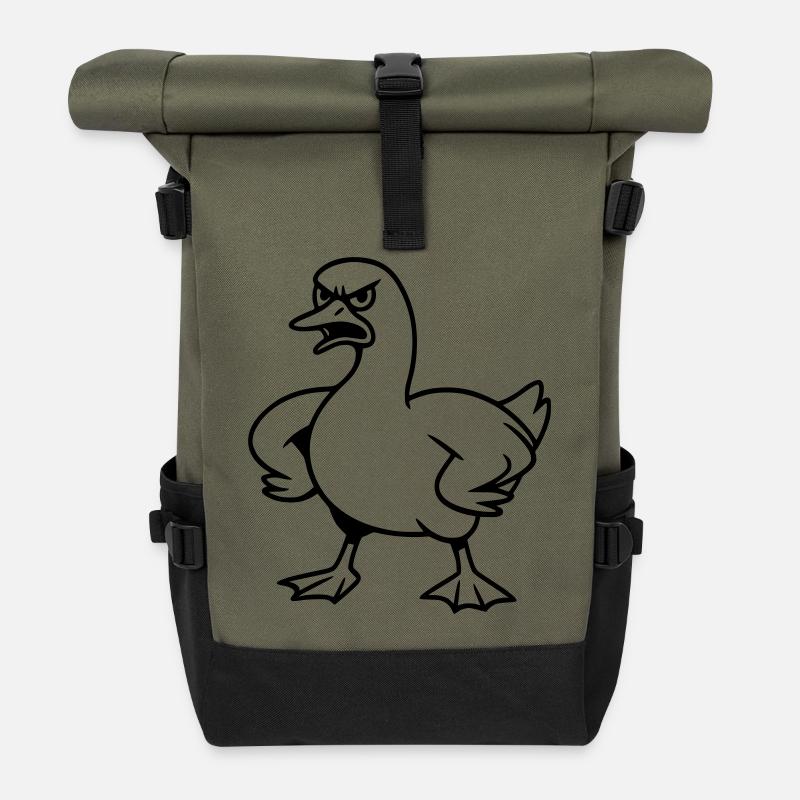 Wütende Gans - Rolltop Rucksack - Olive/Schwarz