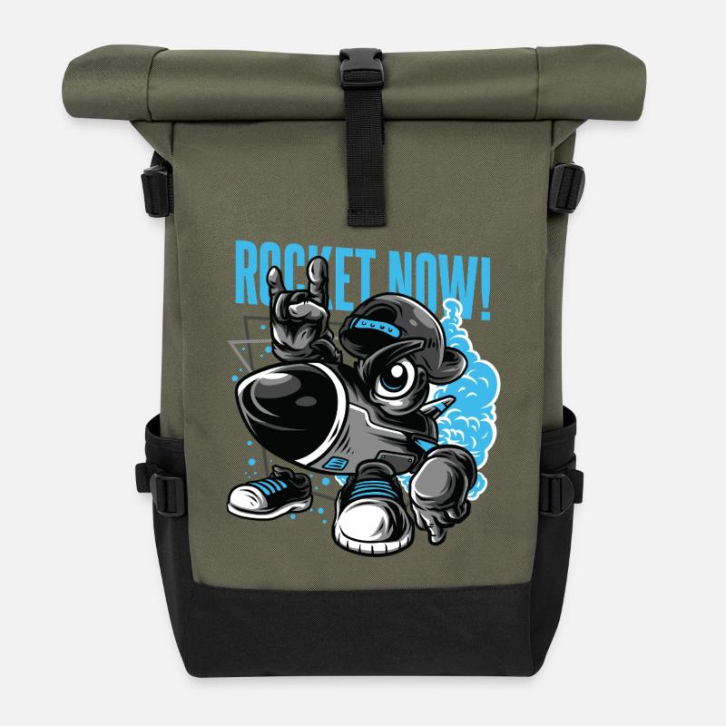 ROCKET NOW - Roll Top Backpack - olive/black