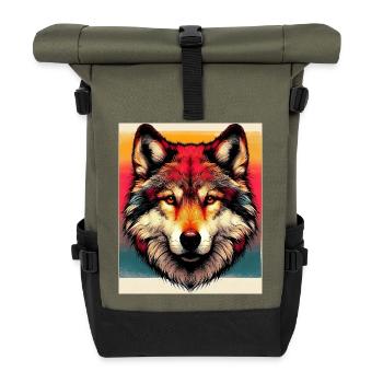 Loup - Sac à dos roll top - olive/noir - Devant