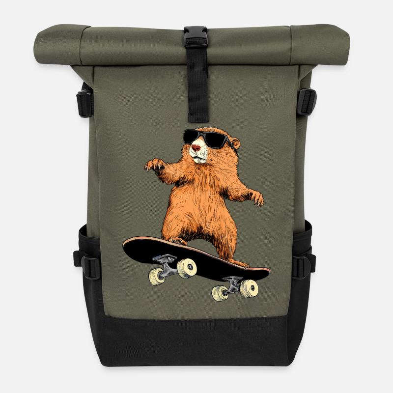 Murmeltier Skater - Rolltop Rucksack - Olive/Schwarz