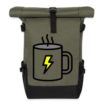 Starker Kaffee Tasse Strom - Rolltop Rucksack - Olive/Schwarz - Vorne