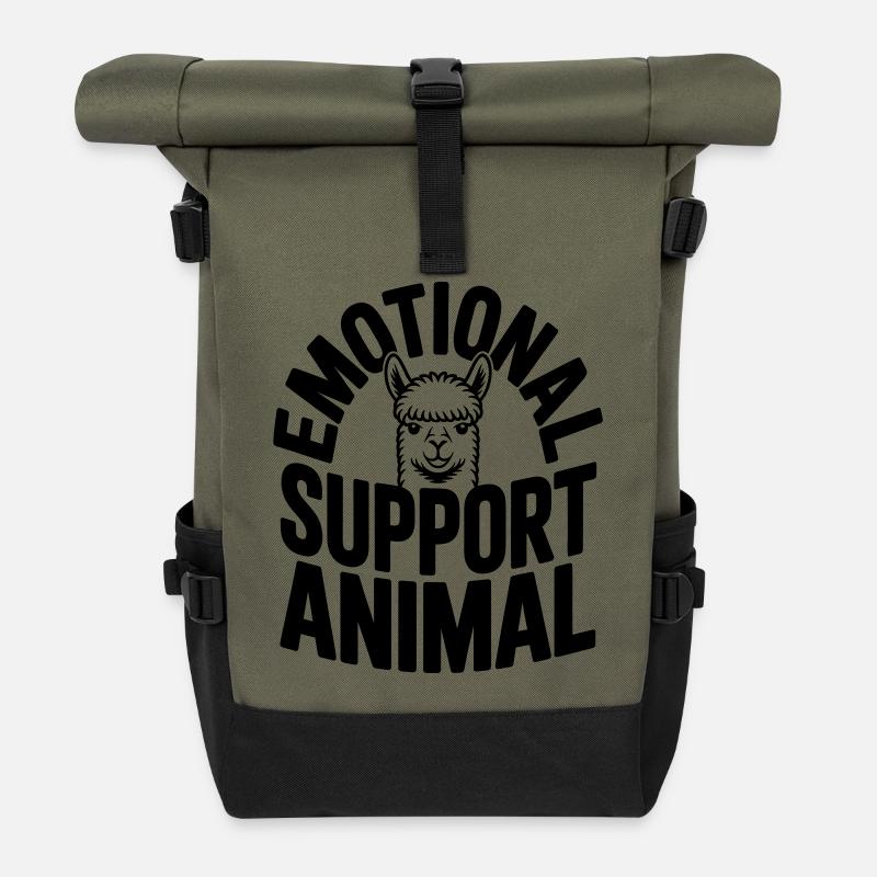 Alpaka-Liebhaber Emotional Support Animal - Rolltop Rucksack - Olive/Schwarz