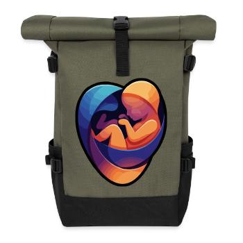 Colorful fetal hug - Roll Top Backpack - olive/black - Front