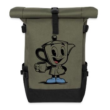 Mascotte vintage de la moka pot - Sac à dos roll top - olive/noir - Devant