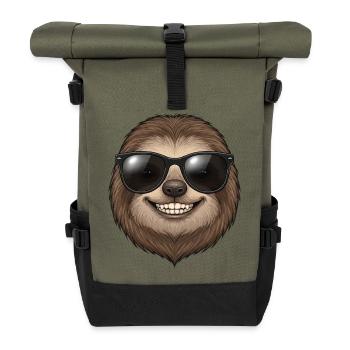 Cooler Dackel mit Sonnenbrille Freund Herrchen  - Rolltop Rucksack - Olive/Schwarz - Vorne