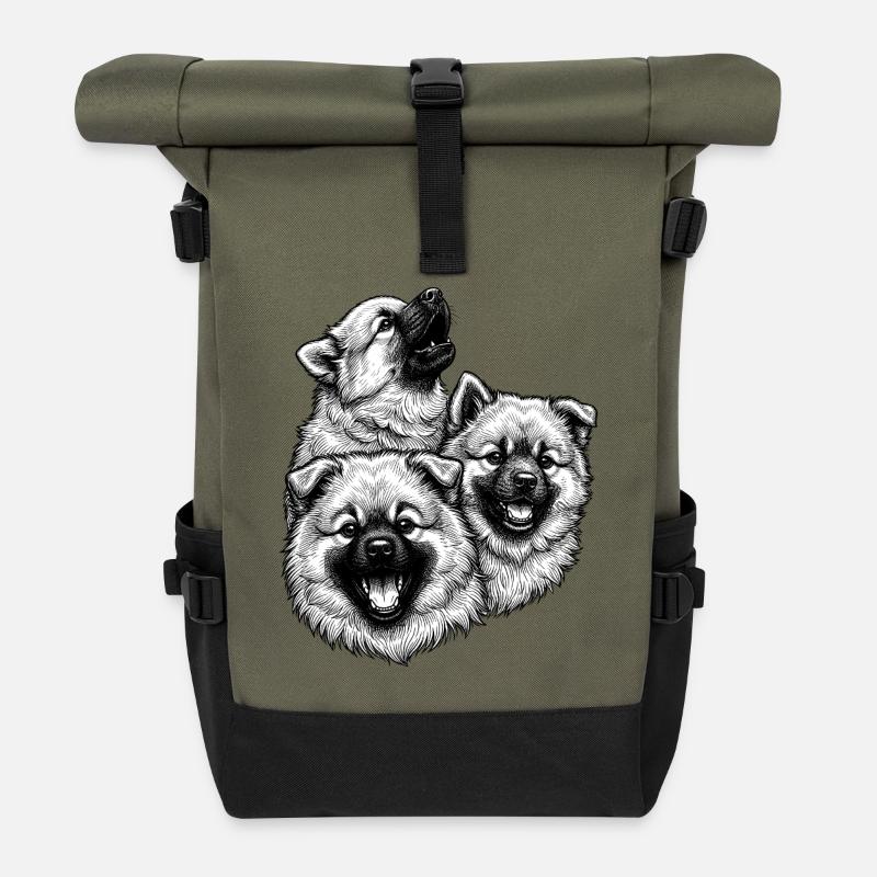 Eurasier | Des peluches - Sac à dos roll top - olive/noir