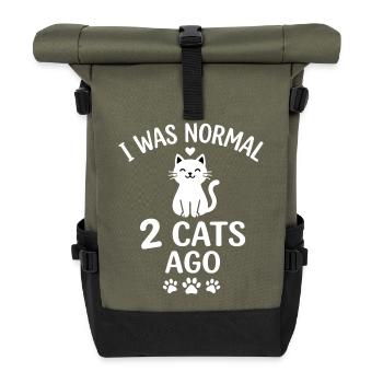 Vor zwei Katzen lustiges Katzenzitat - Rolltop Rucksack - Olive/Schwarz - Vorne