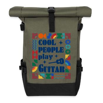 Cool people play Guitar  - Rolltop Rucksack - Olive/Schwarz - Vorne