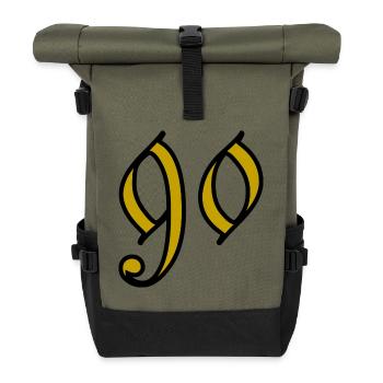 90. 90 JAHRE. 90. JAHRESTAG. 90-JÄHRIGES JUBILÄUM. - Rolltop Rucksack - Olive/Schwarz - Vorne