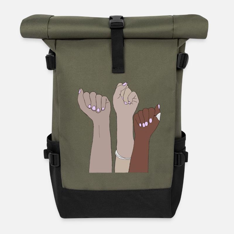 Power to all - Roll Top Backpack - olive/black