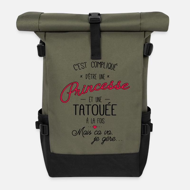 Princesse et tatouée - Sac à dos roll top - olive/noir