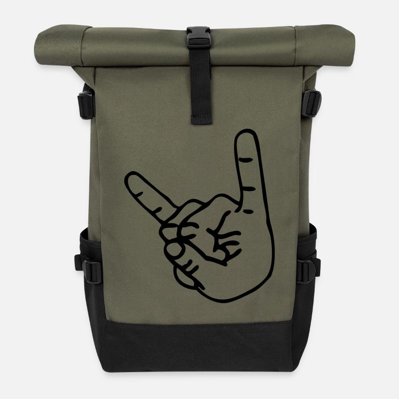 Pommesgabel für Headbanger - Rolltop Rucksack - Olive/Schwarz