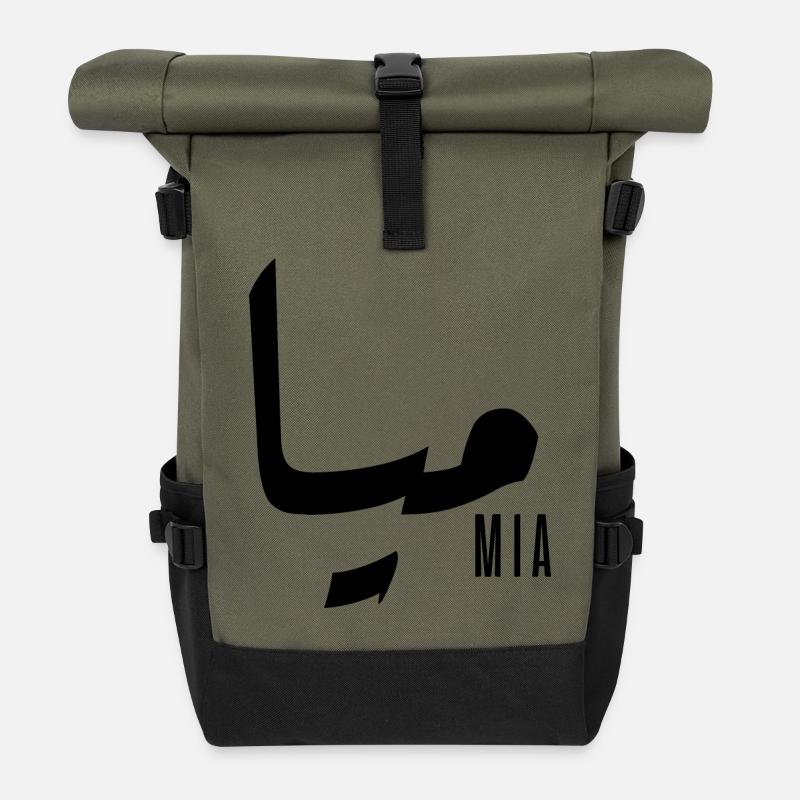 Mia-Name auf Arabisch - Rolltop Rucksack - Olive/Schwarz