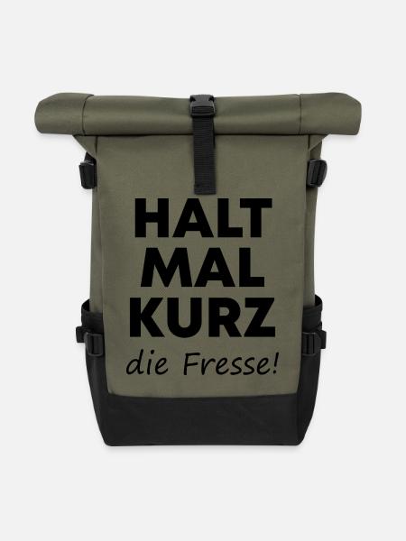 Lustiger Spruch Bild Witzig Humor Geschenkidee - Rolltop Rucksack - Olive/Schwarz
