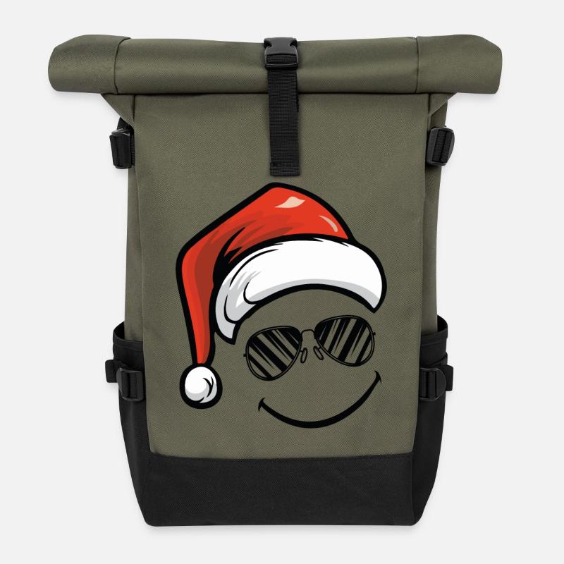 Smileface Nikolaus - Rolltop Rucksack - Olive/Schwarz