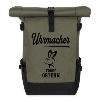 Uhrmacher Ostern Geschenk Uhrmacherei Juwelier - Rolltop Rucksack - Olive/Schwarz - Vorne
