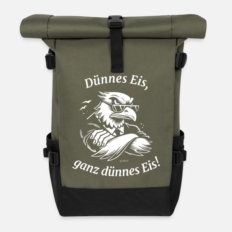Dünnes Eis - Rolltop Rucksack - Olive/Schwarz
