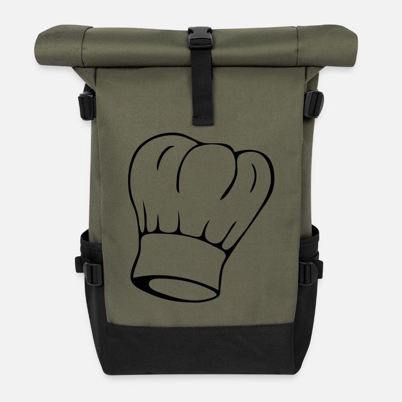 Chefs hat - Roll Top Backpack - olive/black