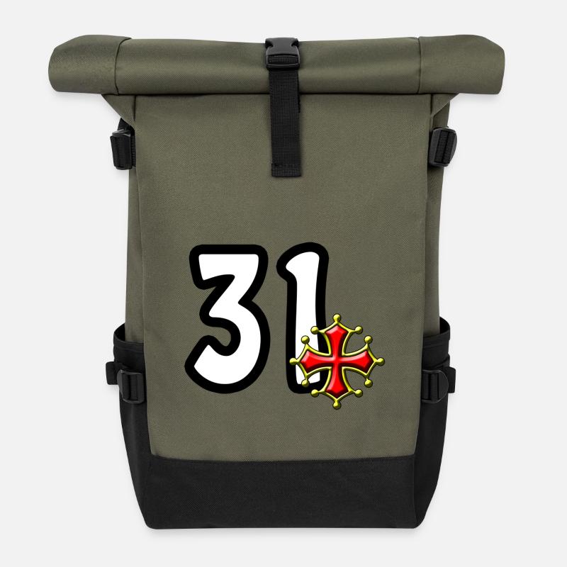 31 hohe Garonne - Rolltop Rucksack - Olive/Schwarz