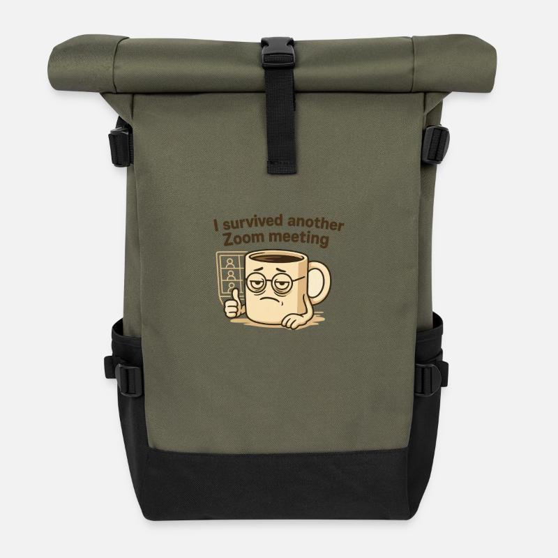 Zoom Meeting - Roll Top Backpack - olive/black