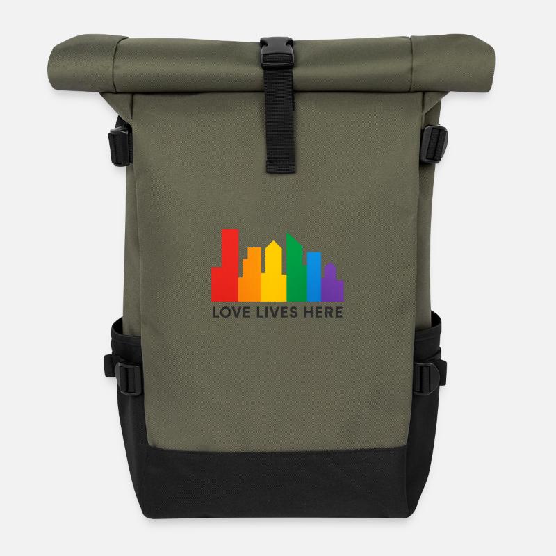 Fierté de l’horizon de l’arc-en-ciel - Sac à dos roll top - olive/noir