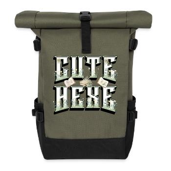 Hexen Design, Geschenkidee, Geschenk Freundin - Rolltop Rucksack - Olive/Schwarz - Vorne