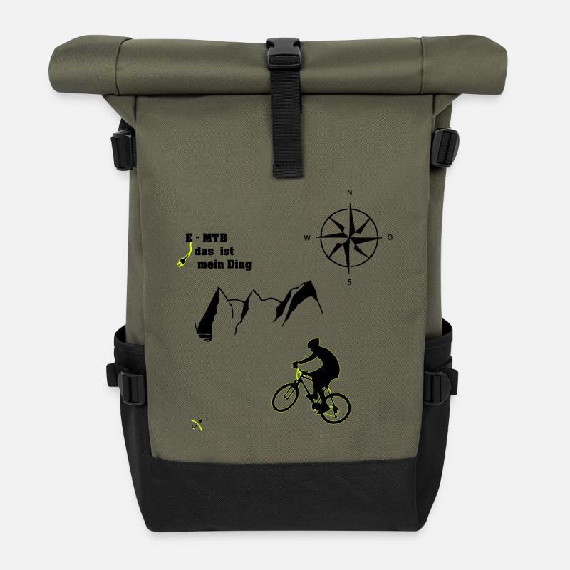 E MTB Berge - Rolltop Rucksack - Olive/Schwarz