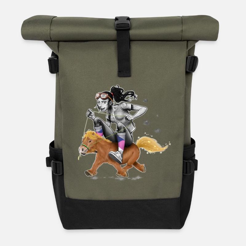 Poney girl V2 - 2022 - Sac à dos roll top - olive/noir