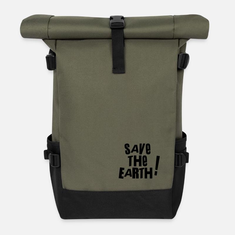 Save the earth - - Roll Top Backpack - olive/black