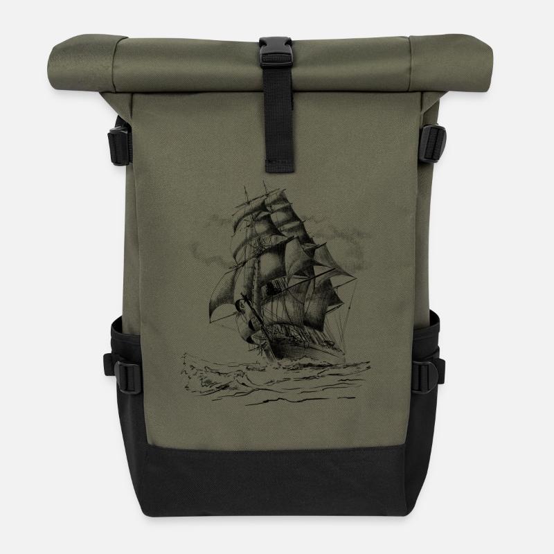 Segelschiff - Rolltop Rucksack - Olive/Schwarz