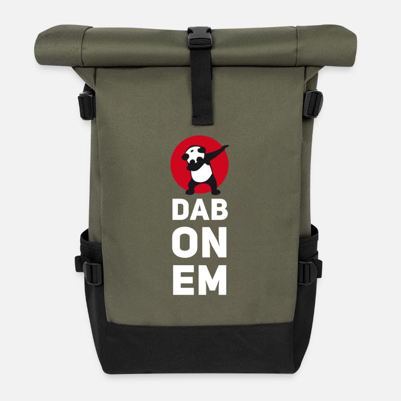 dab on em dabbing panda football touchdown mooving - Rolltop Rucksack - Olive/Schwarz
