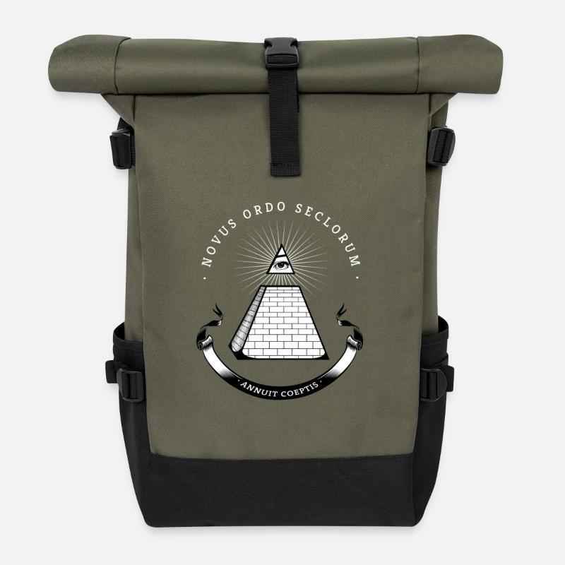 illuminati pyramide illumination secrète ballot fraîche b - Sac à dos roll top - olive/noir