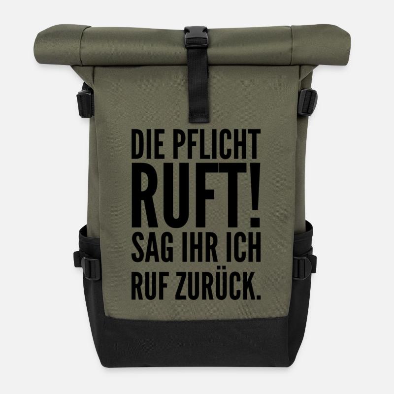 Die Pflicht ruft - Rolltop Rucksack - Olive/Schwarz
