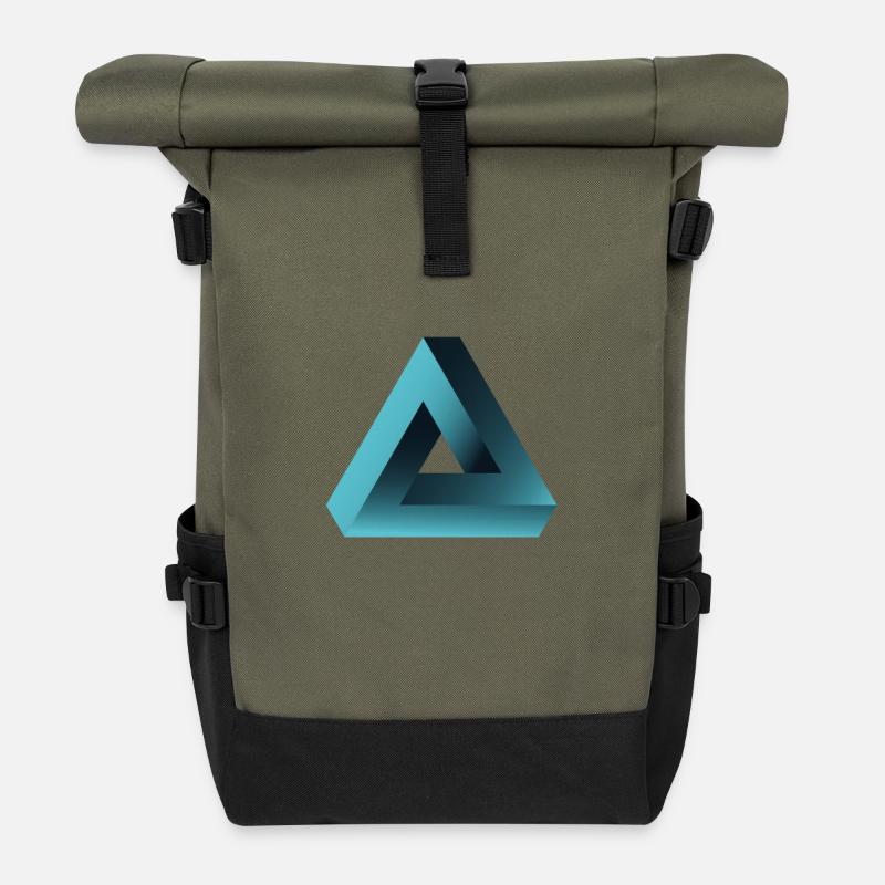 illusion optische Täuschung Pyramide illuminati ne - Rolltop Rucksack - Olive/Schwarz