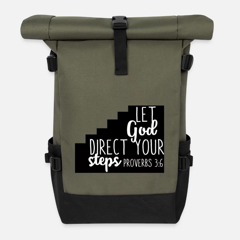 Let God direct christian christian gift - Roll Top Backpack - olive/black